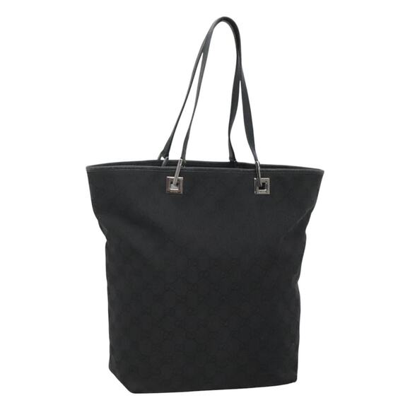GUCCI GG Canvas Tote Bag Black Silver - Picture 1 of 16